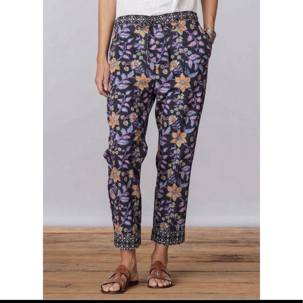 Sundance Leia Casual Loungewear Pants 2XL  Floral Colorful Cropped Boho Beach